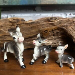 Vintage MCM bone china miniature donkey figurines